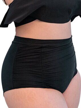 Shapermint Empetua High-Waisted Control Bikini Bottom Black Sz XXL  81068